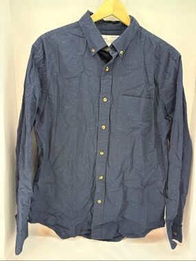 Old Navy Navy Speckled Button-Down Shirt Slim Fit
